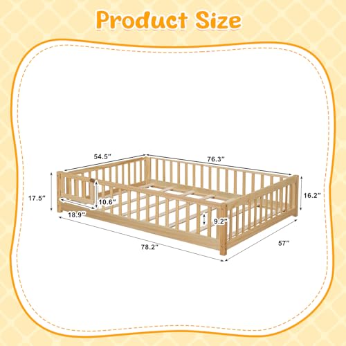Montessori Floor Bed Frame with Safety Features for Toddlers (Natural)